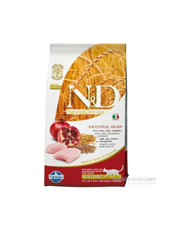 N & D Düşük Tahıllı Tavuk Ve Narlı Kısırlaştırılmış Yetişkin Kedi Maması 1,5 Kg