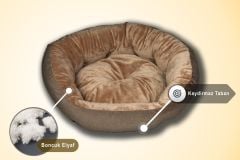 Bannermen Pet Riga Boncuk Elyaflı Birinci Sınıf Kedi ve Köpek Yatağı M - Bej