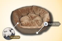 Bannermen Pet Riga Boncuk Elyaflı Birinci Sınıf Kedi ve Köpek Yatağı S - Bej