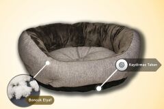 Bannermen Pet Riga Boncuk Elyaflı Birinci Sınıf Kedi ve Köpek Yatağı L - Gri