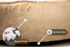 Bannermen Pet Luanda Boncuk Elyaflı Birinci Sınıf Kedi Ve Köpek Yatağı L - Tabacco