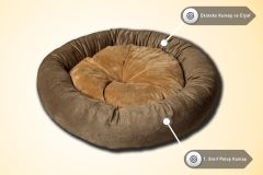 Bannermen Pet Luanda Boncuk Elyaflı Birinci Sınıf Kedi Ve Köpek Yatağı XL - Tabacco