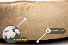 Bannermen Pet Luanda Boncuk Elyaflı Birinci Sınıf Kedi Ve Köpek Yatağı XL - Tabacco