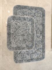 Conforde Macoroni Eskitme Yüzde Yüz Pamuk 2 li Banyo Paspas Seti Taş - Açık Gri