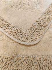 Conforde Macoroni Eskitme Yüzde Yüz Pamuk 2 li Banyo Paspas Seti Osmanlı - Bej