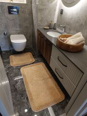 Conforde Macoroni Eskitme Yüzde Yüz Pamuk 2 li Banyo Paspas Seti Osmanlı - Bej