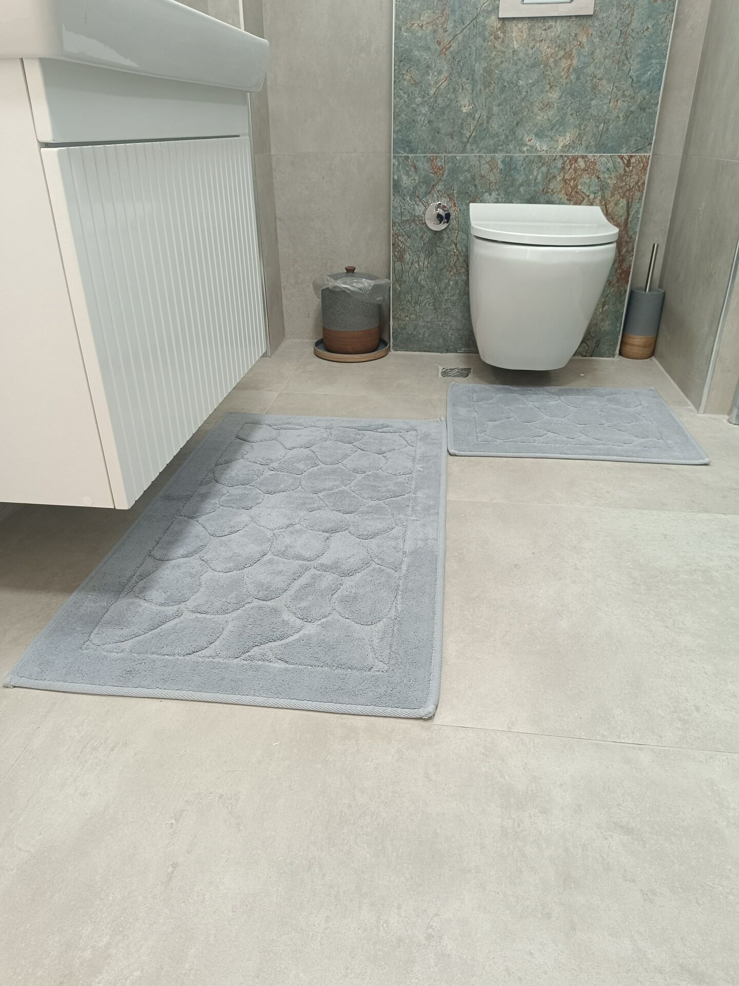 Conforde Yüzde Yüz Pamuk 2 li Banyo Paspas Seti Taş - Gri