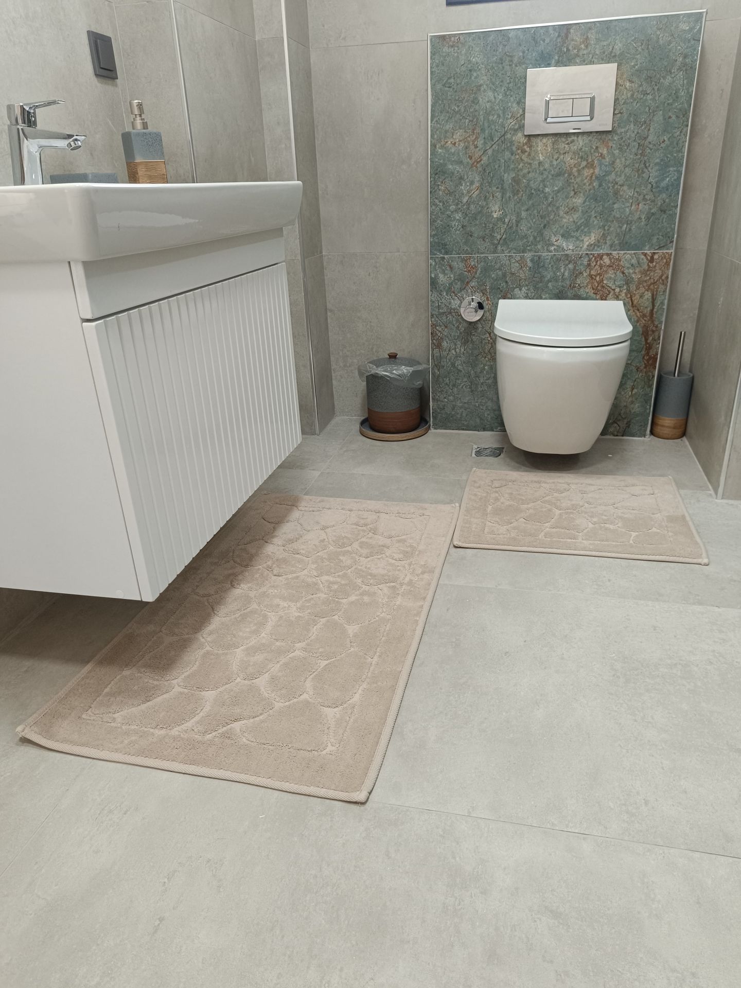 Conforde Yüzde Yüz Pamuk 2 li Banyo Paspas Seti Taş - Bej