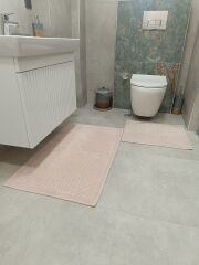 Conforde Yüzde Yüz Pamuk 2 li Banyo Paspas Seti Çizgi - Pudra