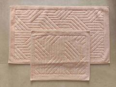 Conforde Yüzde Yüz Pamuk 2 li Banyo Paspas Seti Çizgi - Pudra