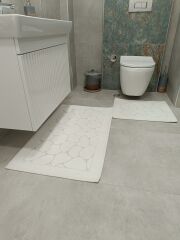 Conforde Yüzde Yüz Pamuk 2 li Banyo Paspas Seti Taş - Krem