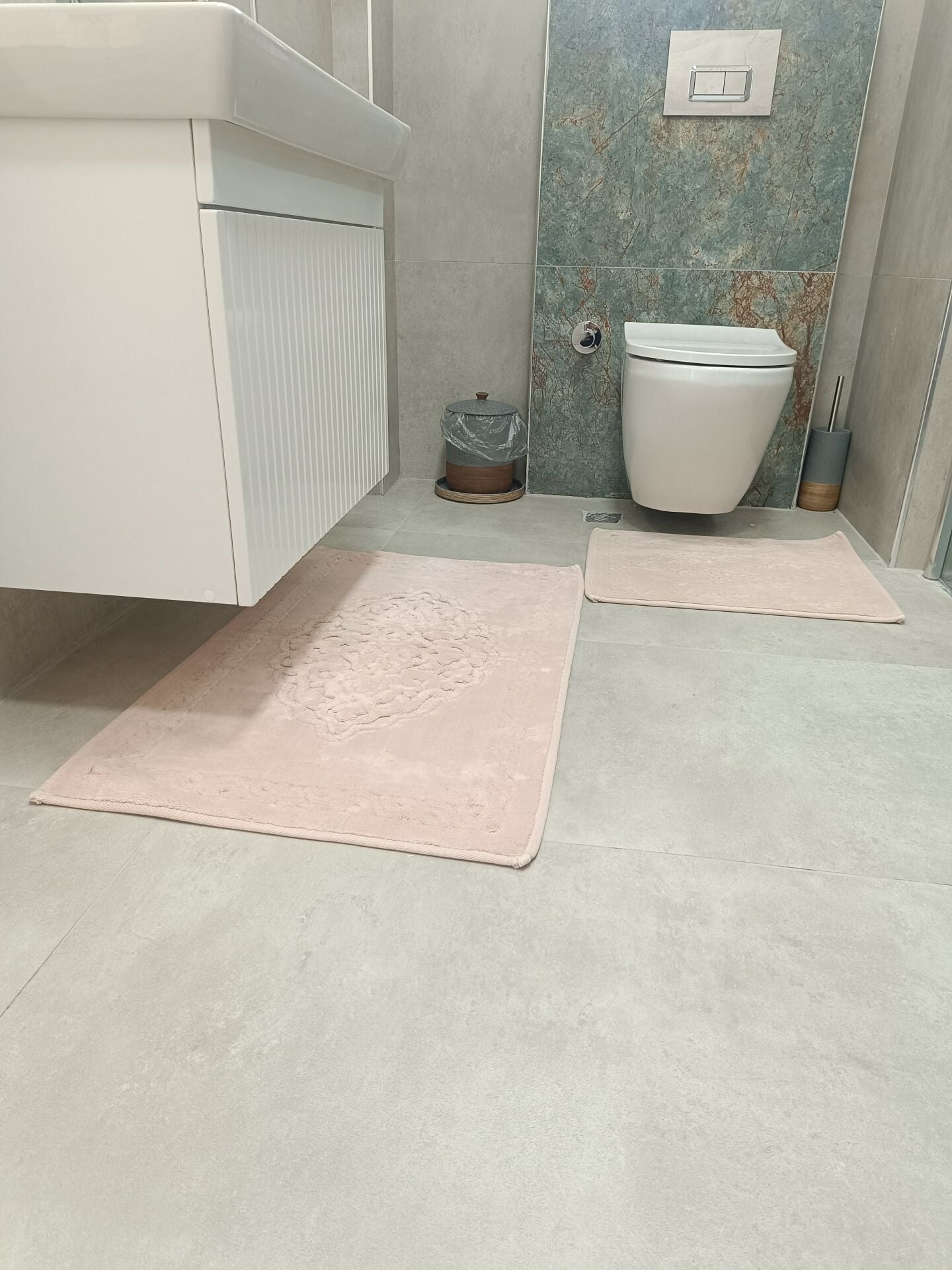 Conforde Yüzde Yüz Pamuk 2 li Banyo Paspas Seti Osmanlı - Pudra