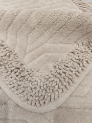 Conforde Makaroni Yüzde Yüz Pamuk 2 li Banyo Paspas Seti Çizgi - Bej