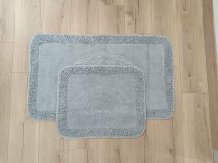 Conforde Makaroni Yüzde Yüz Pamuk 2 li Banyo Paspas Seti Osmanlı - Gri