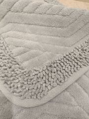 Conforde Makaroni Yüzde Yüz Pamuk 2 li Banyo Paspas Seti Çizgi - Gri