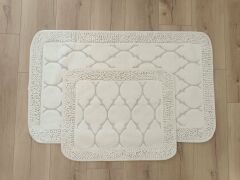 Conforde Makaroni Yüzde Yüz Pamuk 2 li Banyo Paspas Seti Kupa - Krem