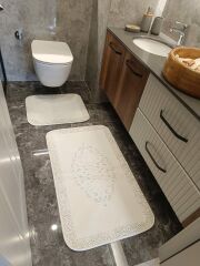 Conforde Makaroni Yüzde Yüz Pamuk 2 li Banyo Paspas Seti Osmanlı - Krem