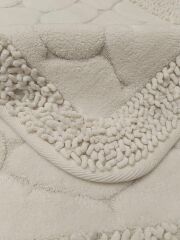 Conforde Makaroni Yüzde Yüz Pamuk 2 li Banyo Paspas Seti Taş - Krem