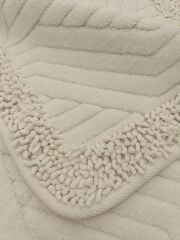 Conforde Makaroni Yüzde Yüz Pamuk 2 li Banyo Paspas Seti Çizgi - Krem