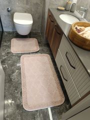 Conforde Makaroni Yüzde Yüz Pamuk 2 li Banyo Paspas Seti Kupa - Pudra