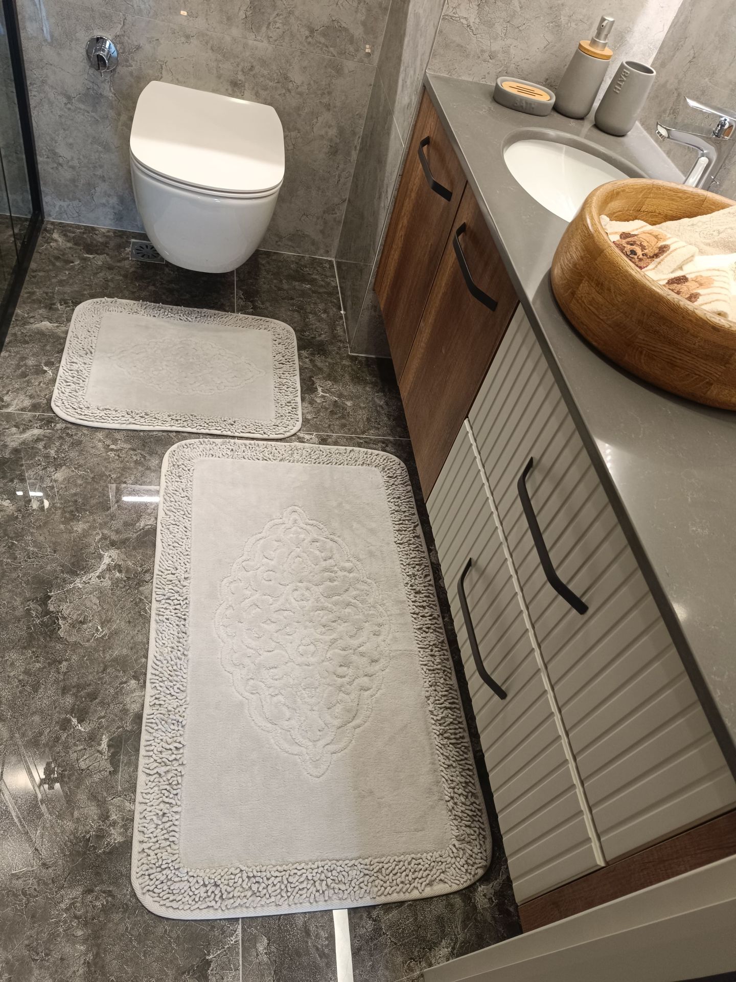 Conforde Makaroni Yüzde Yüz Pamuk 2 li Banyo Paspas Seti Osmanlı - Souris