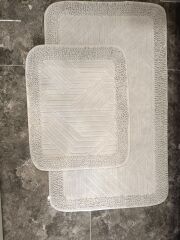 Conforde Makaroni Yüzde Yüz Pamuk 2 li Banyo Paspas Seti Çizgi - Souris