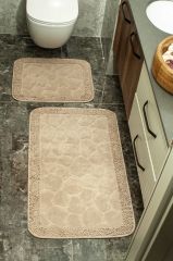 Conforde Makaroni Yüzde Yüz Pamuk 2 li Banyo Paspas Seti Taş - Vizon