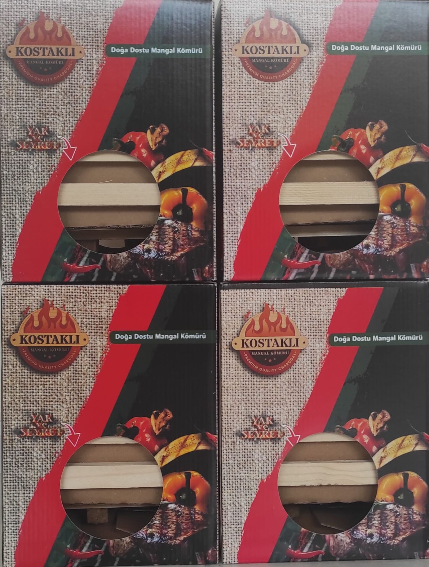 Kostaklı Kafesli Pratik, Zahmetsiz, Kolay Mangal Kömürü 2 kg 4 Adet