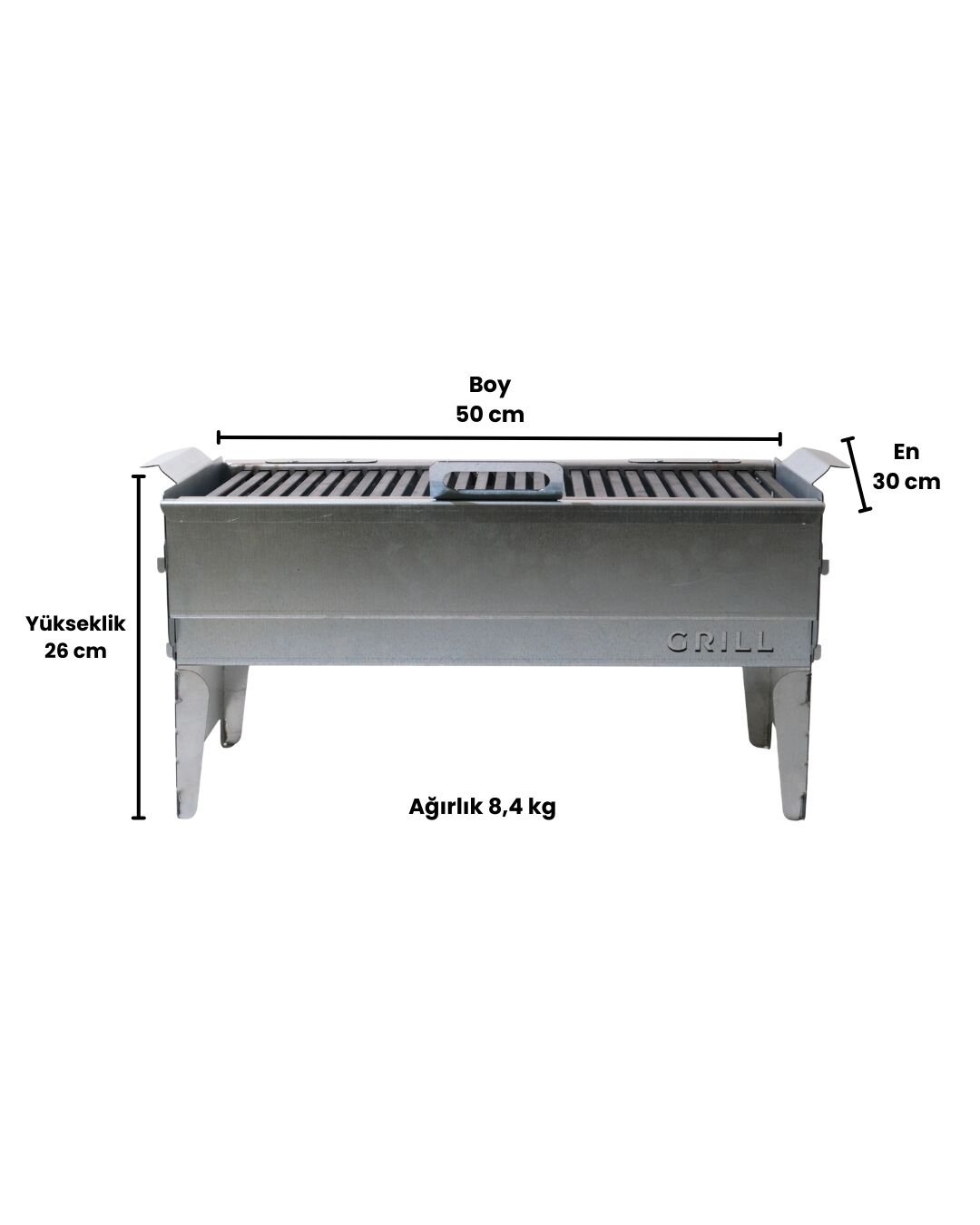 Conforde Portatif 50 x 30 cm Büyük Boy 4 mm Lama Izgaralı Çantalı Mangal, Kamp mangalı 